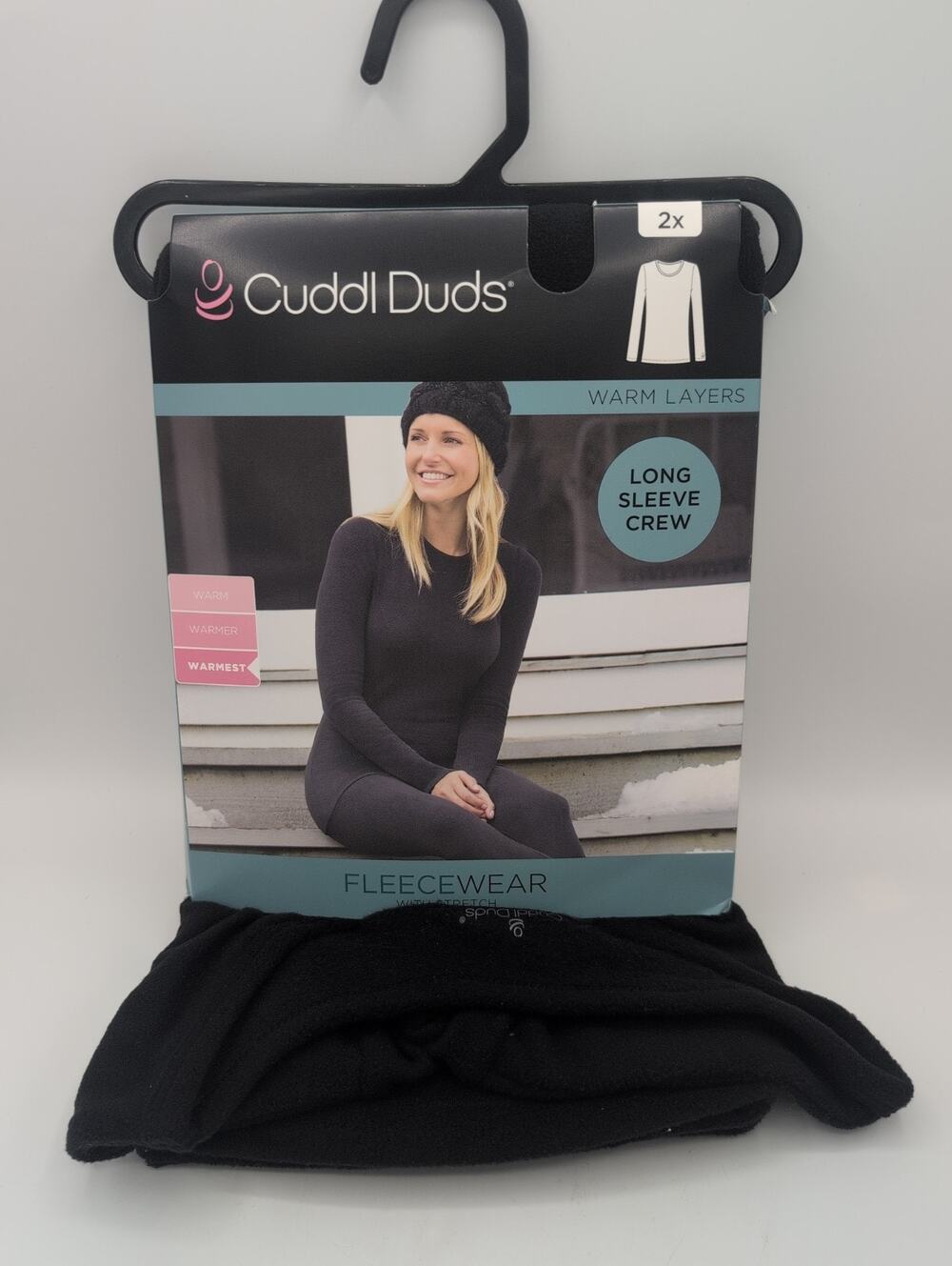 CuddlDuds BLACK Long Sleeve FleeceWear With Stretch Warm Layers Top Shirt 2X NEW